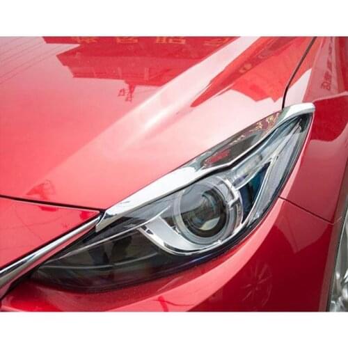 For Mazda 3 Axela 2013 2014 2015 2016 Accessories ABS Chrome Car Exterior Headlight Eyebrow Decorative Cover Trim Sticker 2Pcs