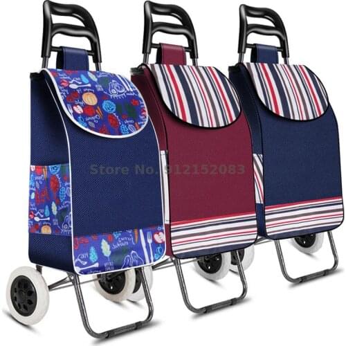 Two-wheeled Shopping Cart Portable Folding Grocery Shopping Trolley Trolley Luggage Cart Trolley Trailer Small Trolley