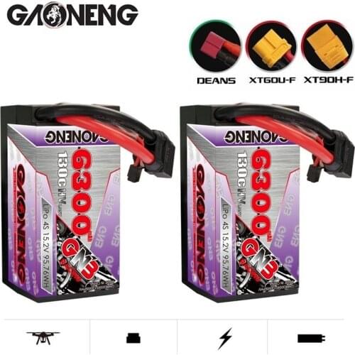 GAONENG GNB 15.2V 6300mAh 130C/260C LiPo Battery For Remote Control Car Racing Spare Parts With Shell Upgrade LiHV 4S Battery