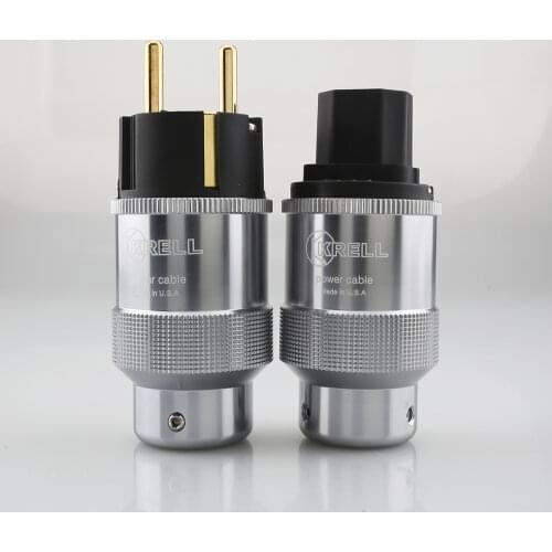 Pair Hi-End Krell Gold Plated EU Power Plug IEC Audio Connector HiFi AC Power Cord Plugs For Audiophile DIY Mains Cable