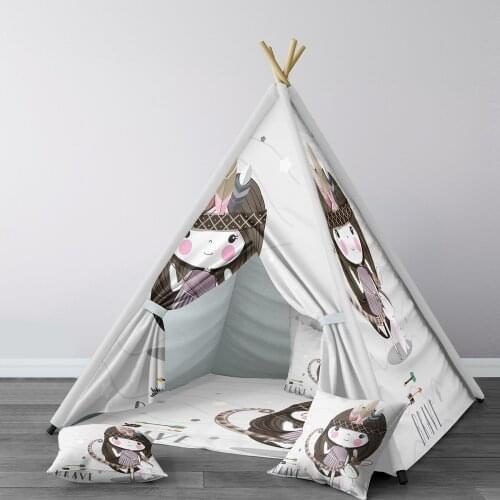 Play Tent for Kids Wigwam Portable Indoor Playground Tents Children Bedrooms Brave Girl Rabbit Model 096