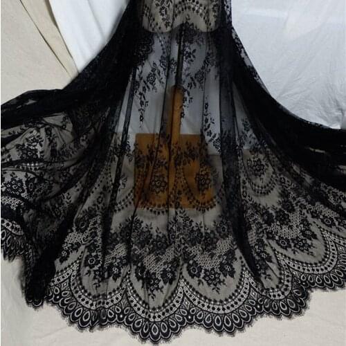 3M French Eyelash Lace Fabric 150cm White Black Diy Exquisite Lace Embroidery Clothes Wedding Dress Accessories RS2650