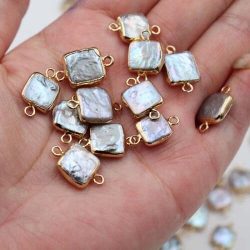 5pcs/lot Natural Freshwater Pearl Square Connector Charms For DIY Handmade Jewelry Making Accessories