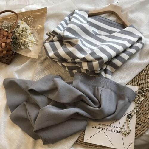 Stripe QuZhu ice silk summer suits summer new female easy leisure wide-legged pants two-piece outfit