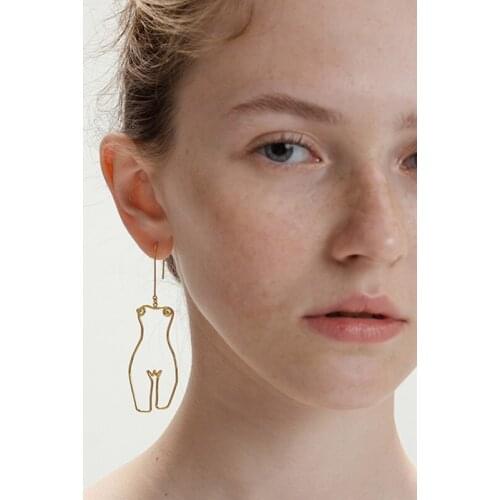 Fashion jewelry human body contour alloy texture abstract body figure earrings