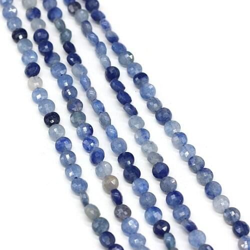 Natural Semi-Precious Stones Beaded 6mm Oblate Blue Aventurine Faceted Beads for Charm Jewelry Making DIY Trendy Bracelet Unisex