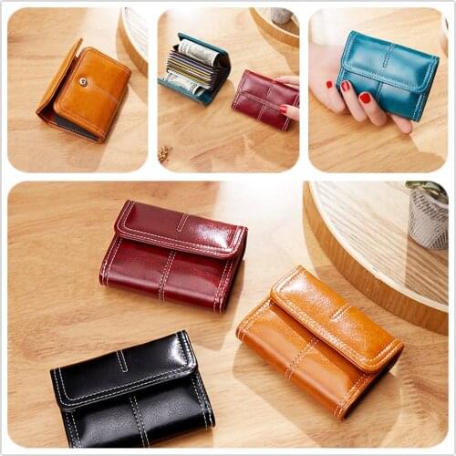 1pcs Vintage Oil Wax Leather Coin Purse Fashion Credit Card Holder Wallet Case Pu Leather Business Card Holder Coin Purse