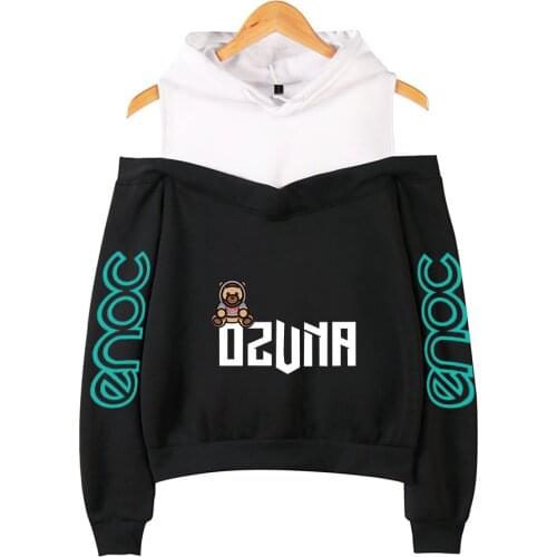 New OZUNA ENOC Off-shoulder Hoodies Women Fashion Popular Sweatshirt Female Sexy Off-shoulder Hoodie Cute Bear Print Hoodie Tops