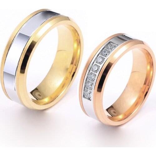 Promise Wedding Rings For Couples Love Alliance Marriage Anniversary Gift 18k Gold Plated Stainless steel Rings
