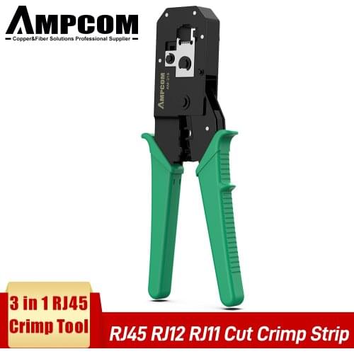AMPCOM Pratical Series Green RJ11 RJ45 Crimping Tool Crimping Pliers Network Cable CrimpTool for 6P 8P RJ-11/RJ-12 RJ-45