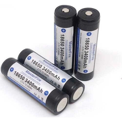 20pcs/lot MasterFire Protected Original 18650 3400mah 3.7V Rechargeable Battery Lithium Batteries Cell with PCB Made in Japan