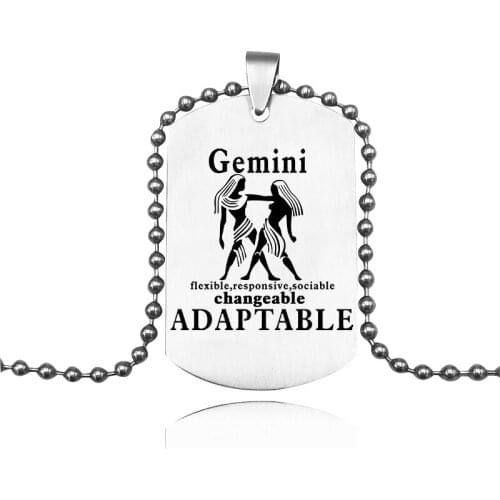 Suteyi New Fashion Stainless Steel Zodiac Sign Tag Necklaces For Women Men Aries/Taurus 12 Constellation Pendants Necklace