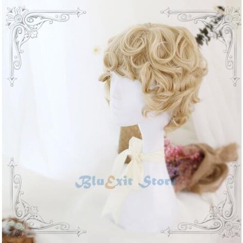Princess Prince Blonde Lolita Wig Harajuku Fairy Cosplay Bangs Curly Short Long Golden Sweet Fringe Adult Girls Hair