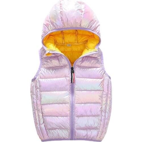 2021 Girls Down Vest Jackets New Winter Warm Down Vest Jackets For Kids Baby Hooded Vest Coat Childrens Clothing Boys Outerwear