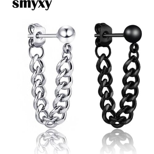Men Women Punk Earring Stainless steel chain eardrop pendant ear jewelry simple Personality Earring
