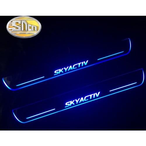 SNCN 4PCS Car LED Door Sill For Mazda 2 2007 - 2011 2012 Ultra-thin Acrylic Dynamic LED Welcome Light Scuff Plate Pedal