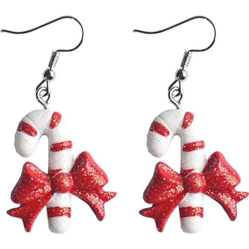 DoreenBeads Resin Drop Earrings Christmas Jewelry White Red Color Snowflake Santa Claus X'mas Tree Hats 5cm(2") long, 1 Pair