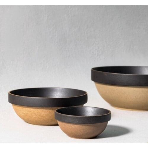 Japanese ceramic ramen bowl, stoneware retro tableware, household large noodle rice bowl, nostalgic fruit salad bowl 8-inches