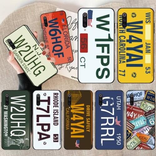 YJZFDYRM America Vintage old license plate TPU Phone Case for Xiaomi Mi 10 Pro lite Mi9 9SE Pocophone F1 Mi 9T Pro Note 10 lite