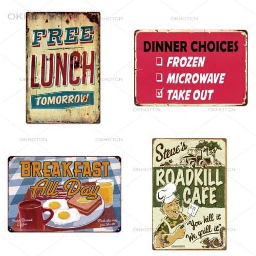 Fast Food Tin Sign Vintage Metal Sign Plaque Metal Vintage Hot Dog Wall Decor Metal Signs(20x30cm) For Kitchen Cafe Diner Bar