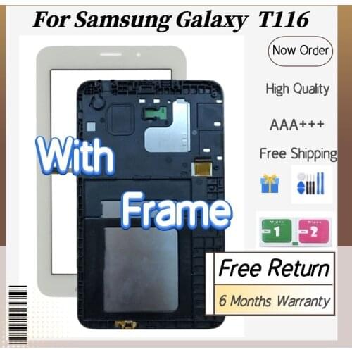 7"LCD For Samsung GALAXY Tab 3 Lite SM-T116 T116 Wifi Version LCD Display Touch Screen Digitizer Replacment With Frame
