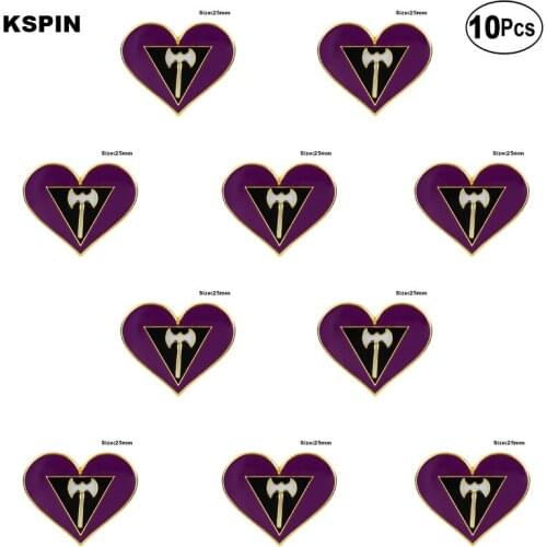 Lesbian Pride Heart Shape Lapel Pin Flag badge Brooch Pins Badges 10Pcs a Lot