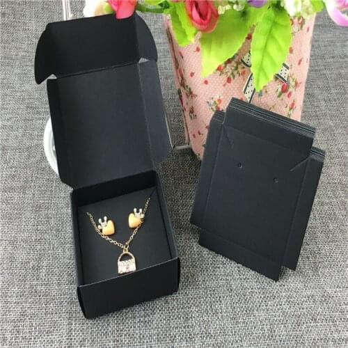 12Pcs +12Pcs Cards Multiple Size Brown Paper Packaging Jewelry Gift Box Long Drop Dangles Eardrop Studs Necklace Displays 12Sets