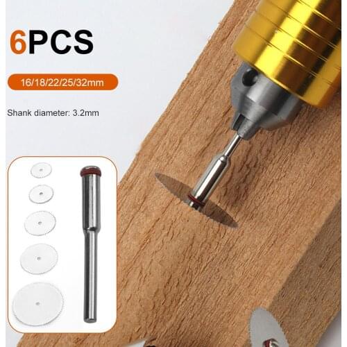 5Pcs/set Stainless Steel Slice Metal Cutting Disc with 1 Mandrel for Dremel Rotary Tools 16 18 22 25 32mm Cutting Disc