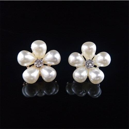 5pcs Metal Flatback Crystal Ivory Pearl Rhinestone Buttons (24mm)