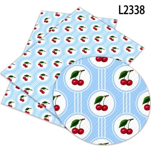 A4 22x30cm Cherry Fruit Pattern Printed Faux Leather for Bow Synthetic Leather DIY Decoration Crafts
