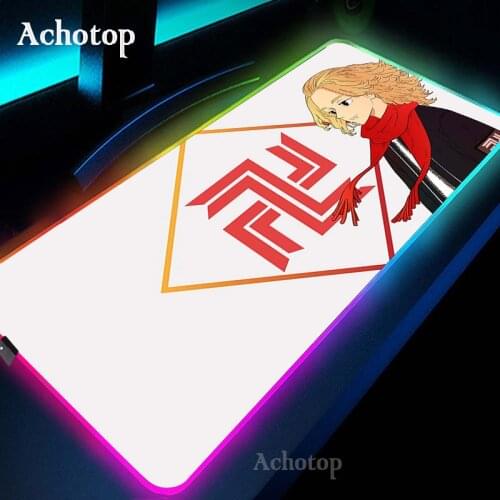 Large RGB Mouse Pad XXL Gaming Mousepad LED Anime Mause Pad Gamer Tokyo Revengers Mouse Carpet Big Mause Pad PC Desk Pad Mat