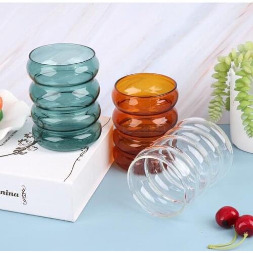 Water Bottle Wave Shape Glass Cup Heat-resistant Drinkware Home Drinkware Bottle