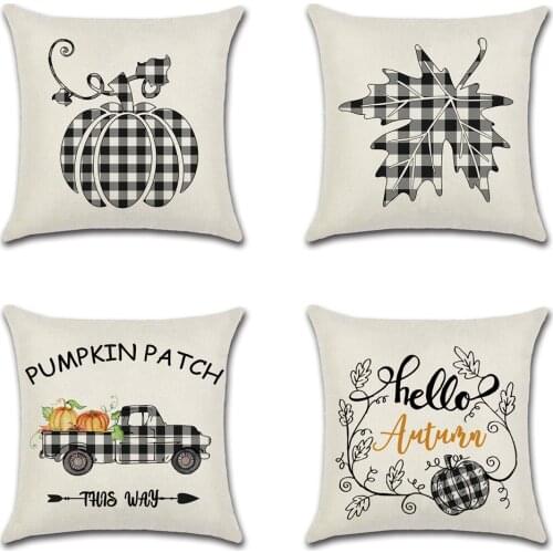 Thanksgiving Day Pillow Cases Hello Autumn Cotton Linen Sofa Car Pumpkin Cushion Cover Home Decor 2020 New Arrival