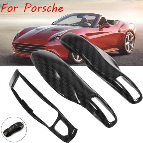 1Set Remote Key Case Cover Shell Carbon Fiber Color FOB Black Cover For Porsche Boxster Cayman 911 Panamera Cayenne Macan