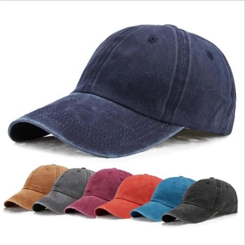 Mens and womens washed cowboy baseball caps retro solid color light board hats curved brim sun hat