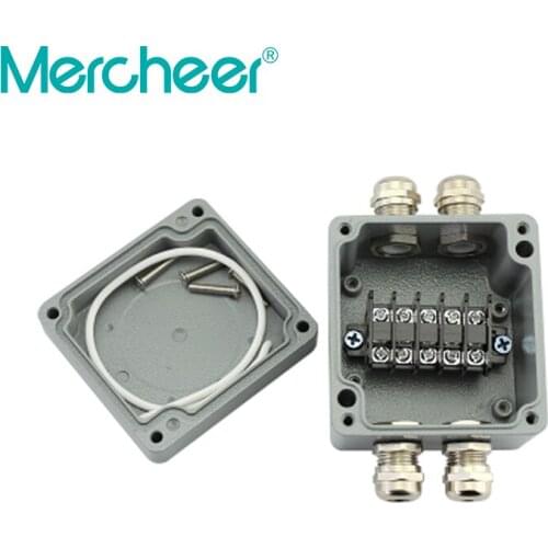 Two inlet two outlet with M16 glands and terminals 80*76*57 waterproof box Aluminium Junction box Outdoor Meter Box Switch Box