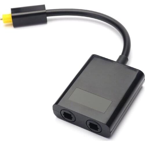 Dual Port Digital Optical Fiber Audio Splitter Cable Adapter 1 In 2 Out