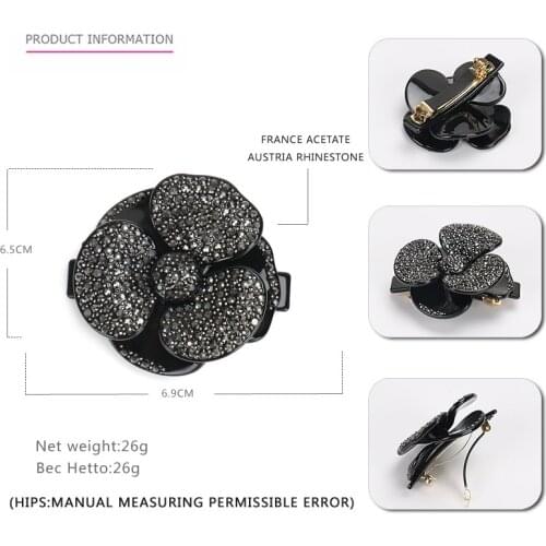 Eco-friendly Acetate Sheet Spring Clip Hair Accessories High-grade Rhinestone Hair Clip Full Diamond Flower Headband