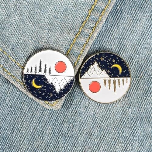Enamel Oil Dripping Moon The Sun Brooch Backpack Accessories Day And Night Alternate Cowboy Badge Brooch Jewelry accessories