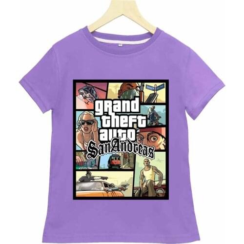 Game GTA Printed Summer Cotton Boys & Girls Sports and Leisure Short-sleeved T-shirt Boutique Kids Clothing Toddler Boy Clothes