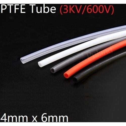 PTFE Tube ID 4mm x 6mm OD F46 Insulated Capillary Heat Protect Transmit Hosing Rigid Pipe Temperature Corrosion Resistance 600V