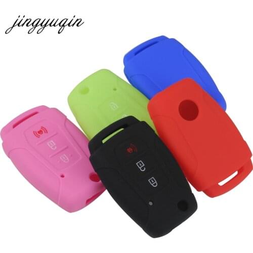 Jingyuqin 30pcs/lot Silicone Key Case Holder Protector For Ssangyong ASSY Rexton Korando C Tivoli Flip Remote FOB Cover 2018