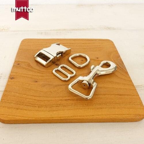 Metal buckle+adjust buckle+D ring+metal dog clasp/set) 15mm handmade dog Collar leash set accessories high quality