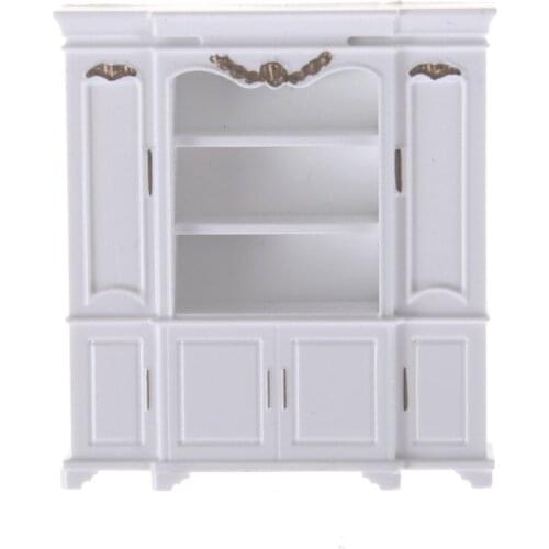 Mini Cabinet Model Kitchen Dining Cabinet Display Shelf Dollhouse White Doll House Decoration Miniature Kitchen 51*12*56mm