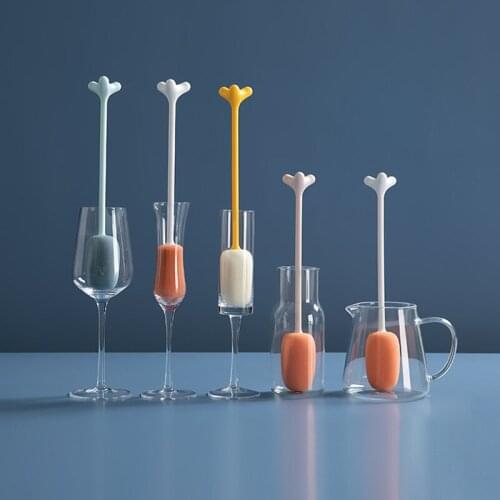 Fashion Long Handle Baby Bottle Brush Soft Sponge Brush Water Bottle Glass Cup Washing Cleaner Tool Kitchen Cleaning Tool