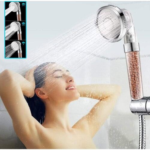 3 Function Adjustable Jetting Shower Head Bathroom High Pressure Water Handheld Saving Filter SPA Shower Heads with box