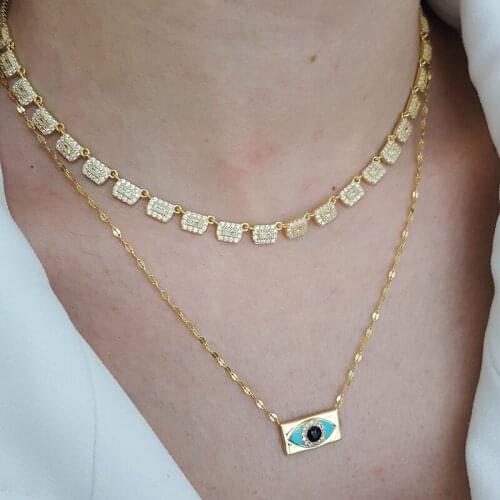 New Fashion Waterway Trendy 925 Silver Evil Eye Good Luck Minimal Necklace For Women Trendy Super Luxury Turkish Fine Jewelry