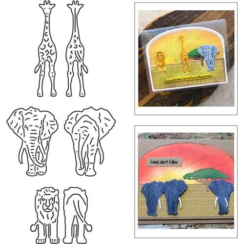 2021 New Savanna Animals Metal Cutting Dies For Mould Cut Paper Craft Making Lion Elephant Giraffe Card Scrapbooking No Stamps