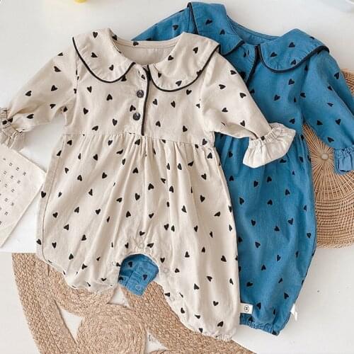 2021 New Spring Autumn Clothes For Baby Boys and Girls Cute Long-sleeve Love Printed Baby Jumpsuit Newborn Casual Romper
