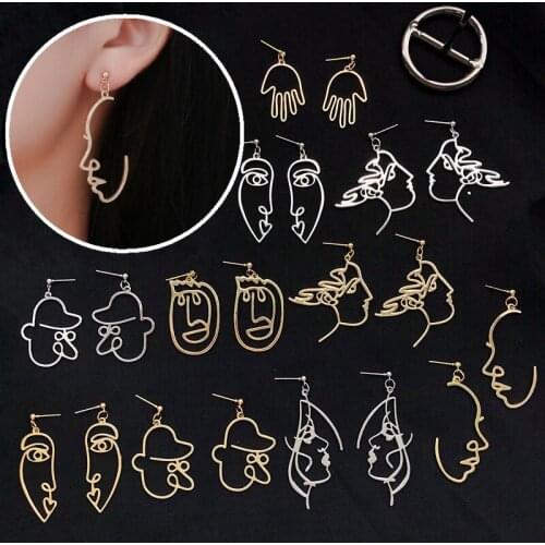 New Fashion Abstract Hollow Face Palm Drop Earrings For Women Gold/Silver color Metal Style Dangle Earring Girls Jewelry